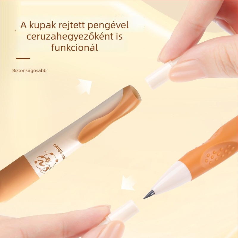 Tanulók számára készült karikatúra-stílusú mechanikus ceruza, testtartás-korrekció, automatikus grafit adagolás, tartós, dobozos csomagolás