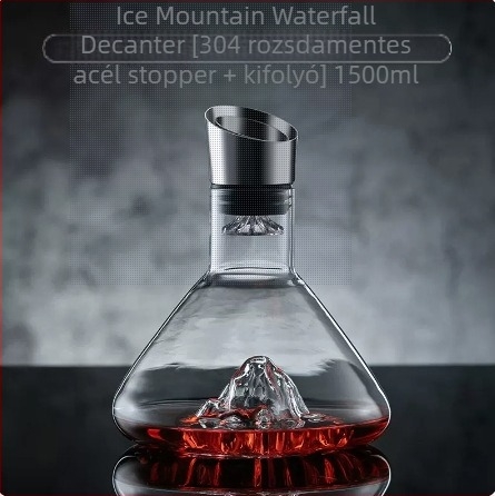Üveg boros decanter vízeséses kialakítással, modern lux, európai stílus, kapacitás 1000 ml