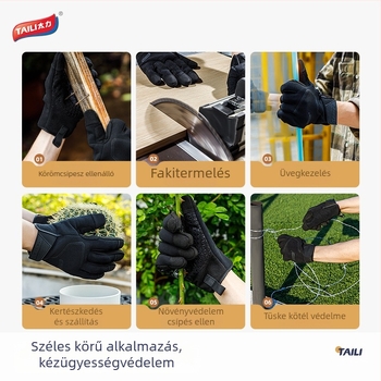 Védő kesztyű vágás- és szúrásálló, magas teljesítményű kompozit anyagból, nylon bélés, csúszásmentes, érintőképernyő-kompatibilis