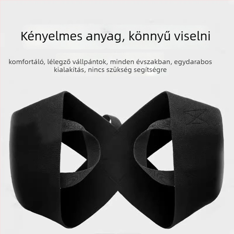 Megvastított váll‑nyitott testtartás‑korrigáló öv, poliészter anyag, hátsó támasz, láthatatlan kialakítás