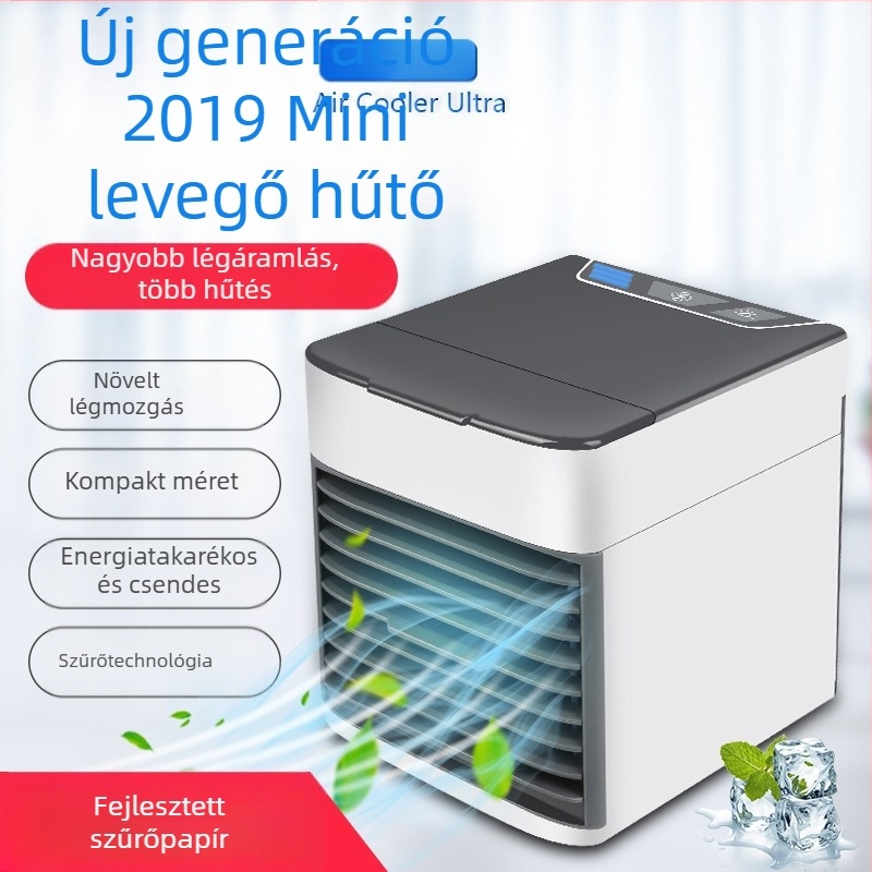 USB-üzemű mini léghűtő ventilátor, hordozható asztali, 6 lapát, kefés motor, 3 sebességfokozat, 20W
