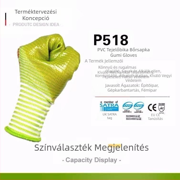 PVC bevonatú vágásálló kesztyűk hardver, elektromechanikai karbantartás és logisztika számára – 12 pár csomagban