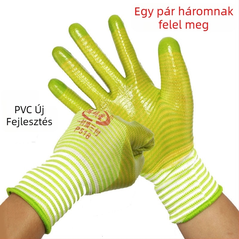 PVC bevonatú vágásálló kesztyűk hardver, elektromechanikai karbantartás és logisztika számára – 12 pár csomagban