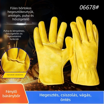 Juhbőrből készült hegesztőkesztyűk hőszigeteléssel és égés elleni védelemmel, hegesztéshez, csiszoláshoz és vágáshoz