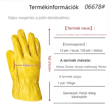Juhbőrből készült hegesztőkesztyűk hőszigeteléssel és égés elleni védelemmel, hegesztéshez, csiszoláshoz és vágáshoz