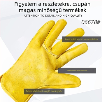 Juhbőrből készült hegesztőkesztyűk hőszigeteléssel és égés elleni védelemmel, hegesztéshez, csiszoláshoz és vágáshoz