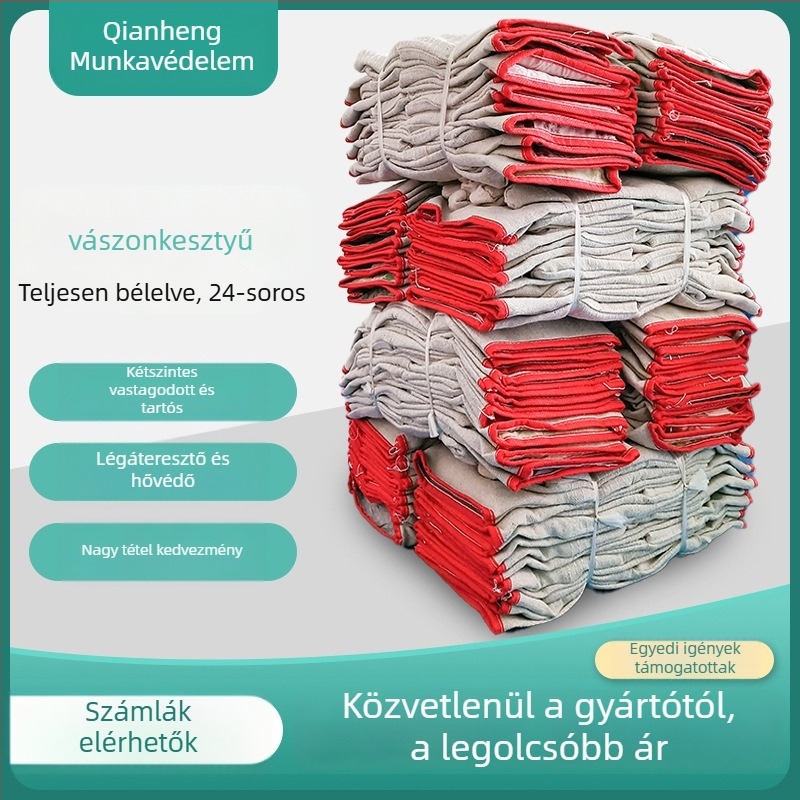 Vászon hegesztő kesztyűk – csúszásmentes, kopásálló, kétszeres rétegű, elektromos hegesztéshez