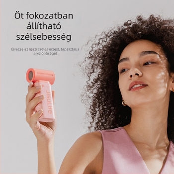 Kézben tartható ventilátor brushless motorral, 5 sebességfokozattal, beépített 4000–6000 mAh-s akkumulátorral, több mint 12 óra üzemidő