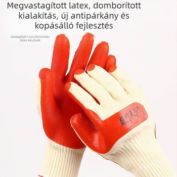 Vastagított gumikesztyű – kopásálló, puha és tartós, építőipari, logisztikai és mezőgazdasági felhasználásra