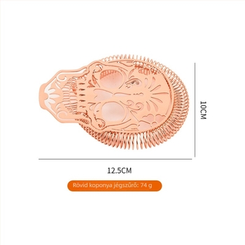 Koktél jegszűrő rozsdamentes acélból, rövid skeletális üreges fej dizájn, 12,5×10 cm, 74 g