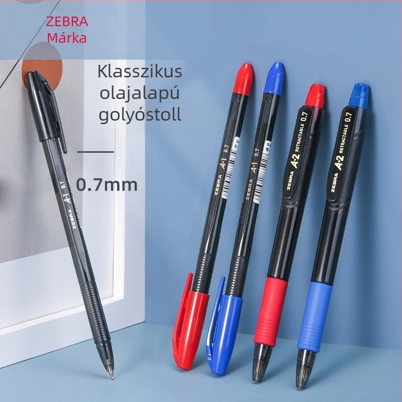 Zebra A200/A100 golyóstoll, 0.7 mm, nyomógombos, diákok számára