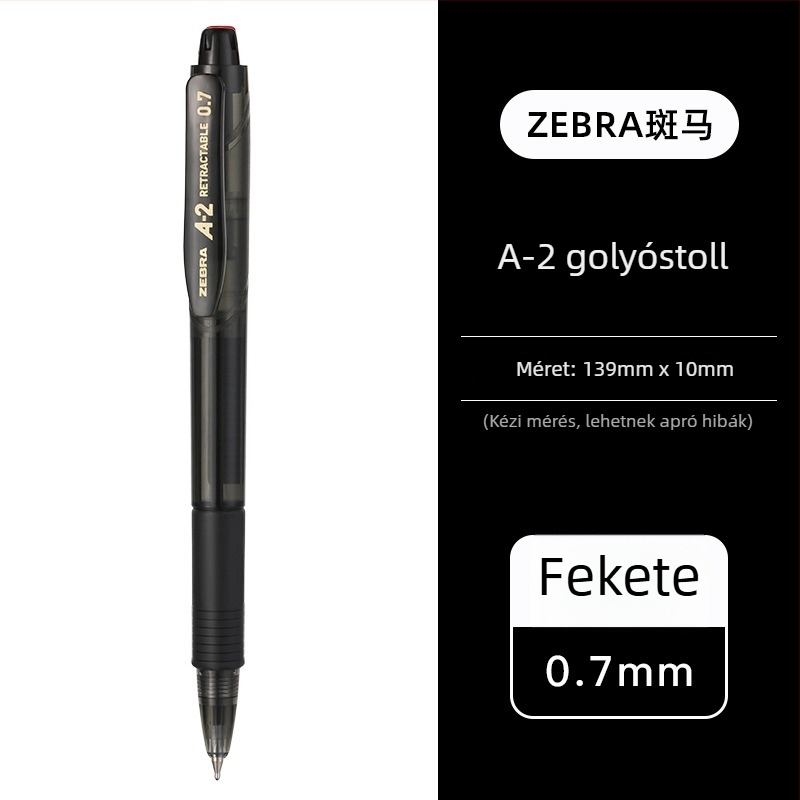 Zebra A200/A100 golyóstoll, 0.7 mm, nyomógombos, diákok számára