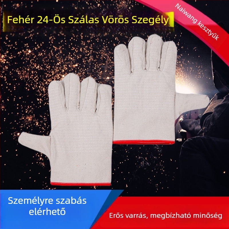 Vászon hegesztő kesztyűk, kopásálló és tartós, 110 g, 700 pár csomagolásban (Márka: King-resistant gloves; Funkció: Kopásálló és tartós; Alkalmazás: Hegesztés; Súly: 110 g; Csomagolás: 700 pár)