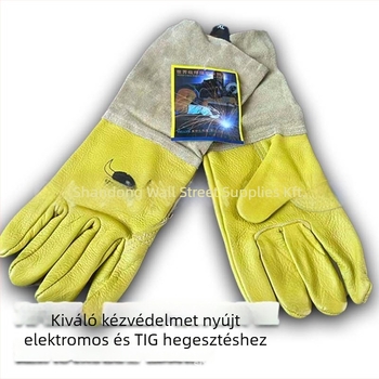 Hegesztő kesztyűk marhabőrből – kopásálló és lángálló, elektromos és argon ívhegesztéshez megfelelő