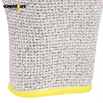 HPPE vágásbiztos kesztyű PU bevonatú tenyérrel, 5-ös szintű vágásvédelem, csúszásmentes, olajálló, húsfeldolgozásra