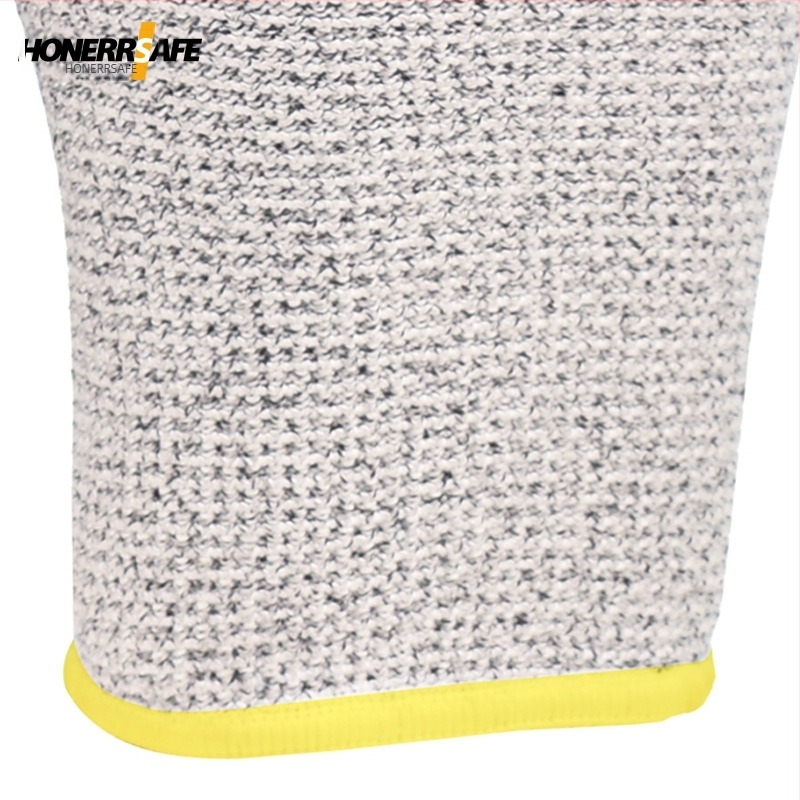 HPPE vágásbiztos kesztyű PU bevonatú tenyérrel, 5-ös szintű vágásvédelem, csúszásmentes, olajálló, húsfeldolgozásra