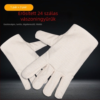 Vászon hegesztő kesztyűk, megerősített dupla réteg, 24 varrósor, páncél szövet, hőszigetelés