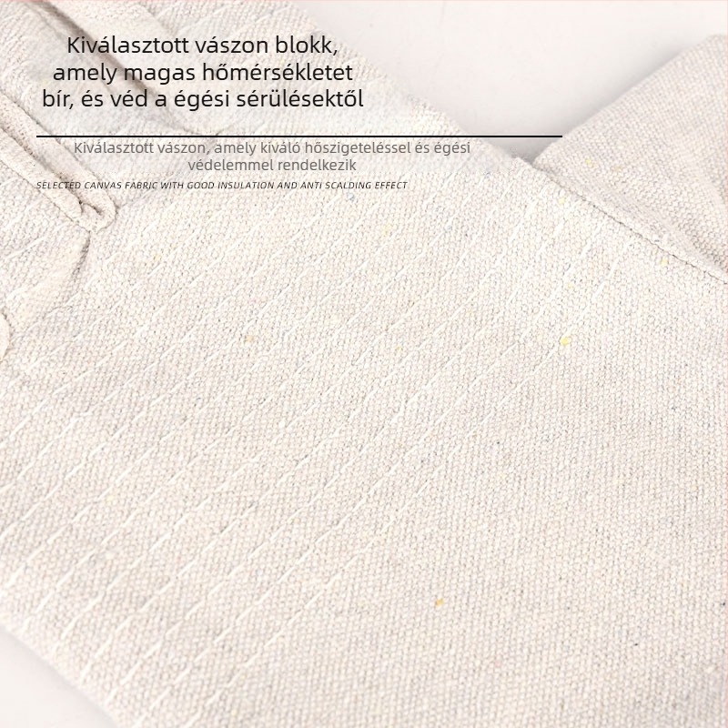 Vászon hegesztő kesztyűk, megerősített dupla réteg, 24 varrósor, páncél szövet, hőszigetelés