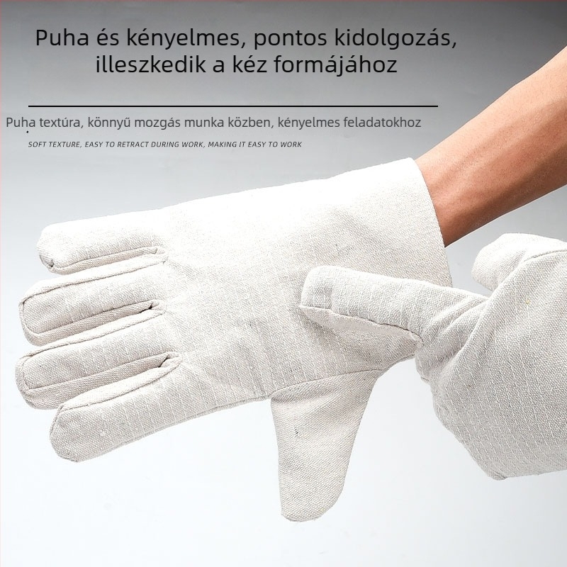 Vászon hegesztő kesztyűk, megerősített dupla réteg, 24 varrósor, páncél szövet, hőszigetelés