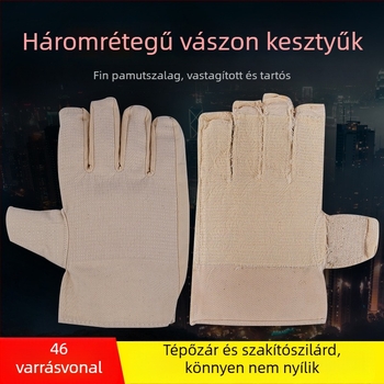 Hegesztő védőkesztyűk - vászon, háromrétegben megerősített, Zheng san fan