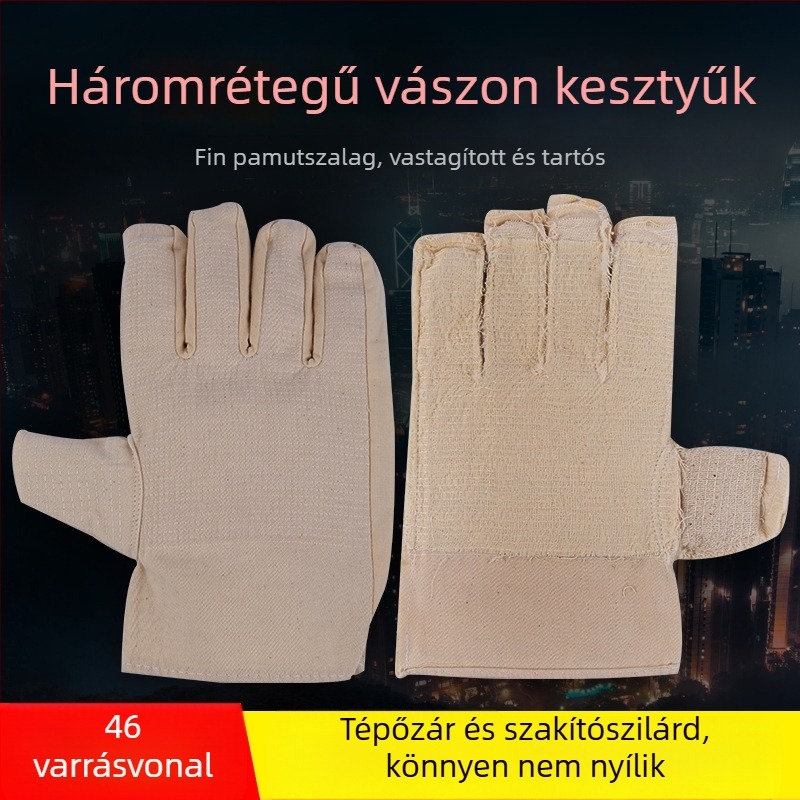 Hegesztő védőkesztyűk - vászon, háromrétegben megerősített, Zheng san fan