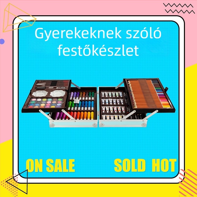Gyerekeknek készült akvarell tollkészlet, 145 darabos alumínium dobozban, TOUCH CHENJI