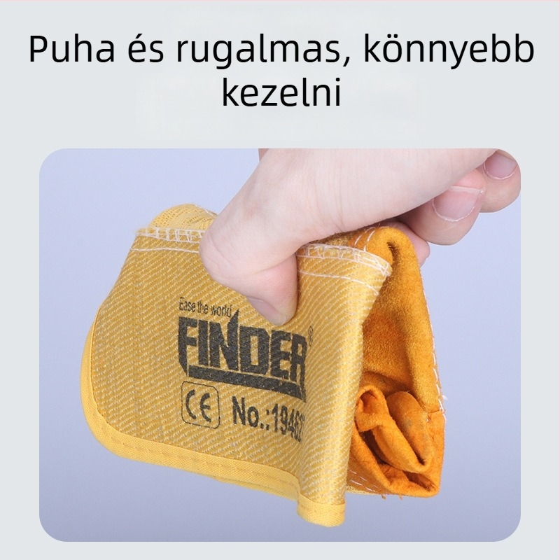 Finder/Discoverer hegesztő kesztyűk, megvastagodott, kopásálló nubuk bőr + vászon, hegesztéshez, munkavédelmi kesztyű