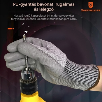 Nylonból készült vágásálló kesztyű munkahelyi használatra, kopásálló és tartós