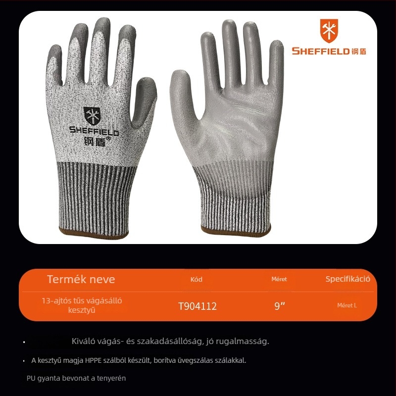 Nylonból készült vágásálló kesztyű munkahelyi használatra, kopásálló és tartós