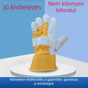 Tűzálló vászon és marhabőrből készült védőkesztyűk; rövid ujjas kanvas munkakesztyűk hardveres feldolgozáshoz