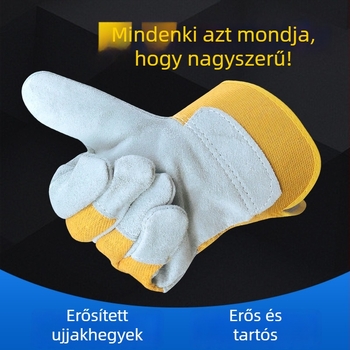 Tűzálló vászon és marhabőrből készült védőkesztyűk; rövid ujjas kanvas munkakesztyűk hardveres feldolgozáshoz