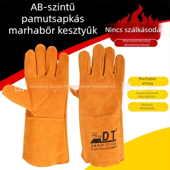 Tehénbőr védőkesztyű, DT-033 modell, 235 g, hegesztéshez és mechanikai megmunkáláshoz
