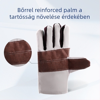 Munkakesztyűk vászon- és bőrszövetből, kopásálló, vasúti munkákhoz, hegesztéshez és vágáshoz, megerősített, 10 pár
