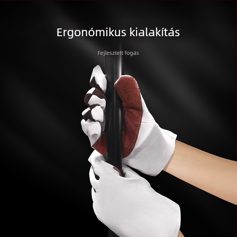 Munkakesztyűk vászon- és bőrszövetből, kopásálló, vasúti munkákhoz, hegesztéshez és vágáshoz, megerősített, 10 pár