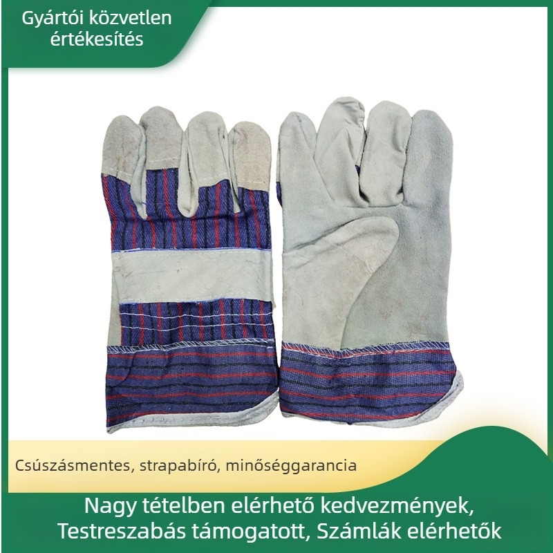 Hegesztő kesztyűk marhabőrből, teljes tenyér, kétszintes bőr, gyári felhasználásra — Zhuo Biao Labor Protection