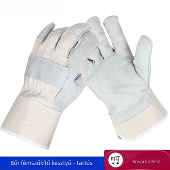 Rövid marhabőrből készült hegesztő kesztyűk, hőszigetelő