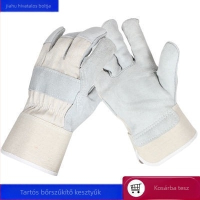 Rövid marhabőrből készült hegesztő kesztyűk, hőszigetelő