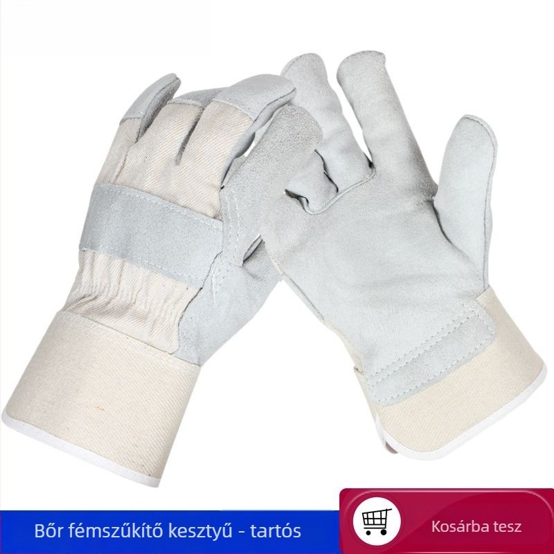 Rövid marhabőrből készült hegesztő kesztyűk, hőszigetelő
