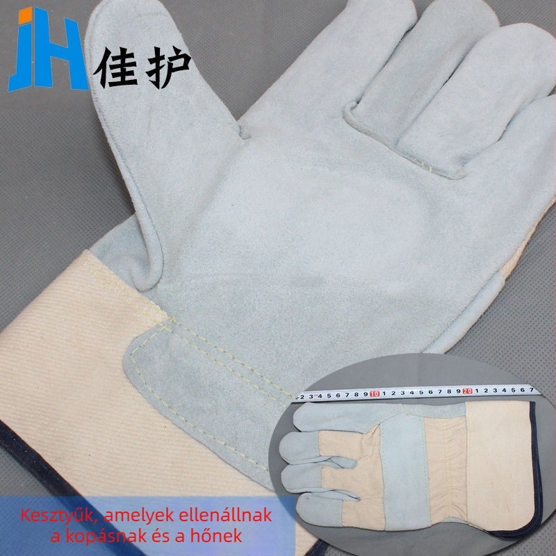 Rövid marhabőrből készült hegesztő kesztyűk, hőszigetelő