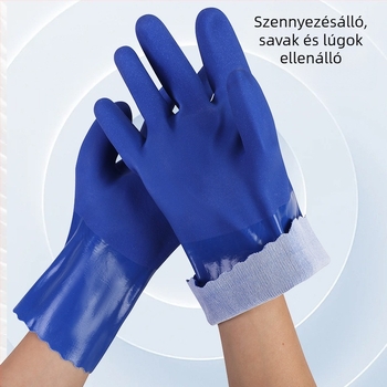 Gumi munkakesztyű csúszásmentes felülettel, kopásálló, vízálló, olajálló, sav-bázis ellenálló