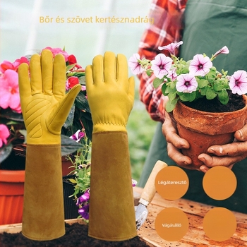 AUCHI marhabőrből készült hegesztő kesztyű textil ujjakkal – vágás- és átszúrásálló, kerti munkákhoz, méhészkedéshez és hegesztéshez