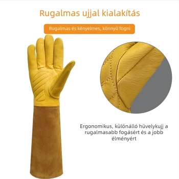 AUCHI marhabőrből készült hegesztő kesztyű textil ujjakkal – vágás- és átszúrásálló, kerti munkákhoz, méhészkedéshez és hegesztéshez