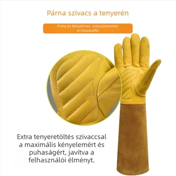 AUCHI marhabőrből készült hegesztő kesztyű textil ujjakkal – vágás- és átszúrásálló, kerti munkákhoz, méhészkedéshez és hegesztéshez