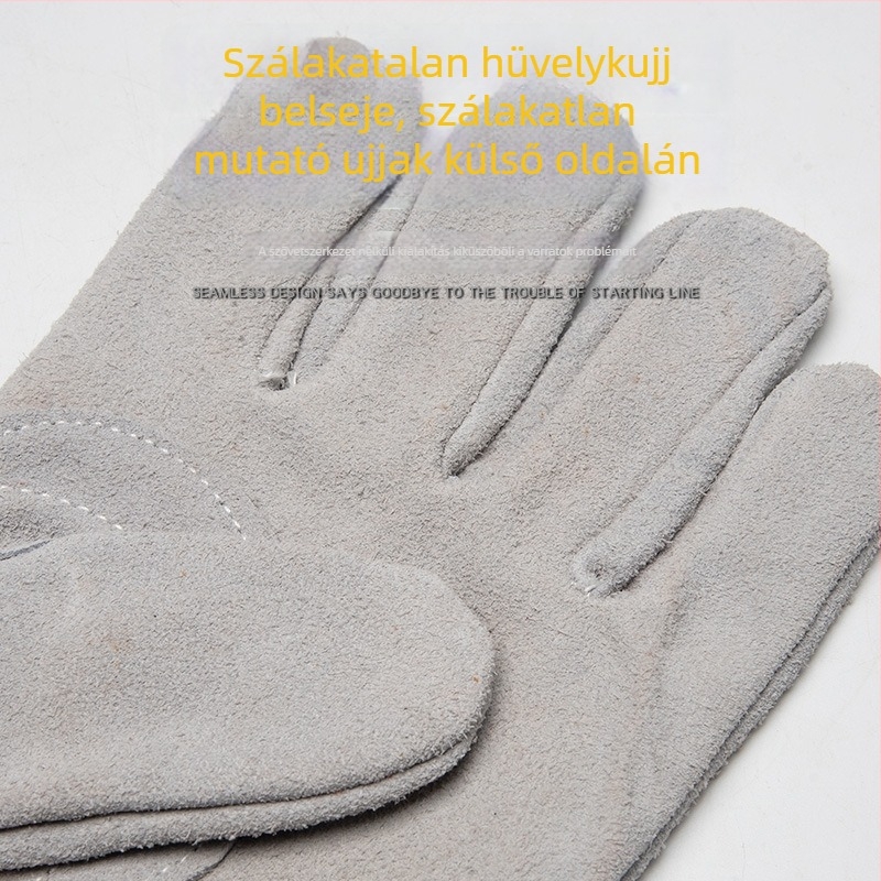 Tehénbőr hegesztő kesztyűk - Magas hőmérséklet-állóság, három bordás kialakítás, égési védelem, hőszigetelés, kopásálló