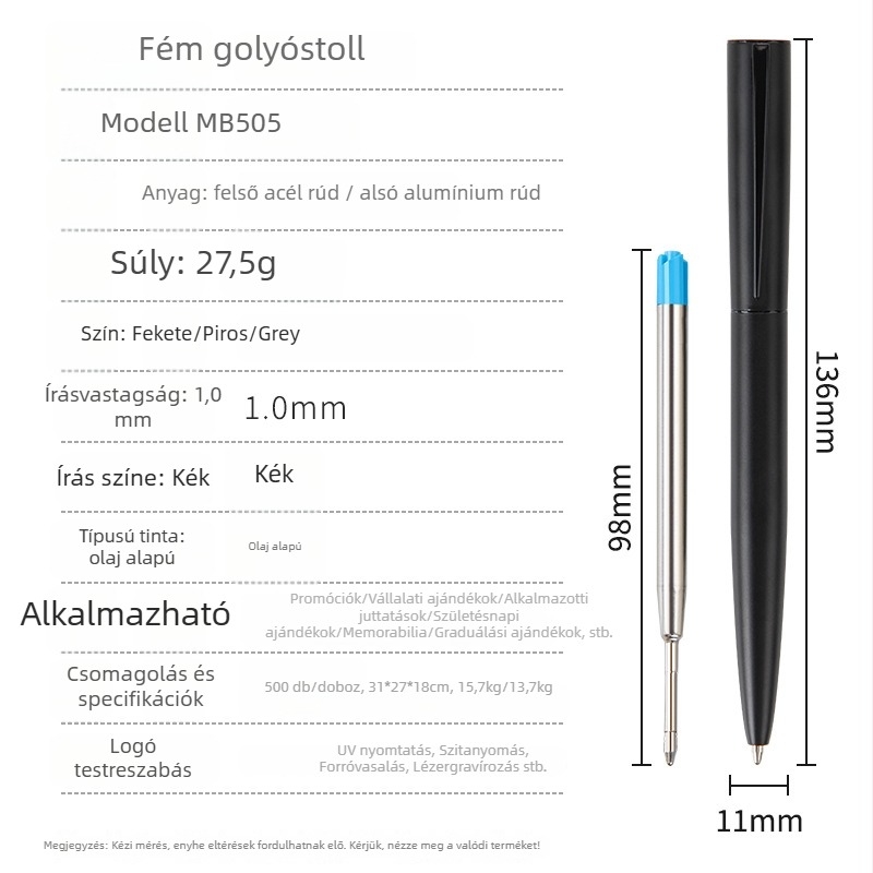 De hongyun Fém golyóstoll forgó mechanizmussal, golyóhegy, tömeg 27,5 g, egy darabos csomagolás