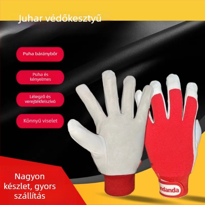 Hegesztő kesztyűk báránybőrből és elasztikus szövettel a hegesztéshez (Anyag: báránybőr és elasztikus szövet; Használat: hegesztés; Funkció: hegesztő kesztyű)