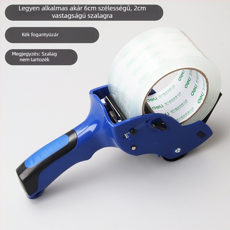 Deli dobozlezáró szalaggép, kézi csomagoló, ABS/metál, modell 80080180280382382453250, szalag szélesség legfeljebb 60 mm