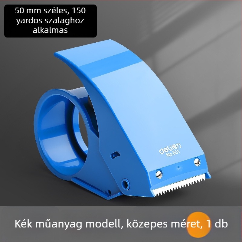 Deli dobozlezáró szalaggép, kézi csomagoló, ABS/metál, modell 80080180280382382453250, szalag szélesség legfeljebb 60 mm