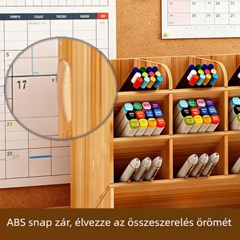 Fa tolltartó négyzet alakú, több rekesszel, asztali rendező – logónyomtatás lehetséges