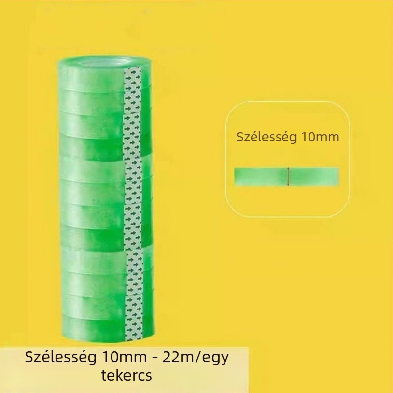 Átlátszó ragasztószalag-adagoló és tartó, PP anyagú, irodai használatra, tengelyátmérő 1.2–1.8 cm, szalag szélessége max. 28 mm